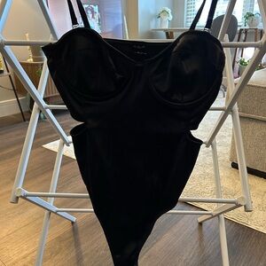 Urban Outfitters Black Satin Bodysuit